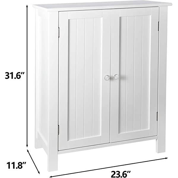SUPER DEAL Modern Bathroom Floor Storage Cabinet with Adjustable Shelf and Double Door Rust Proof, Living Room Modern Home Furniture Storage Organizer Cabinet