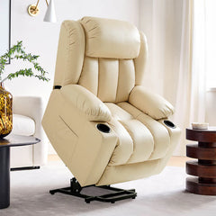 💥Clearance Sale🔥 Mcombo Electric lift Recliner sofa with massage and heating functions, 3 positions, 2 side pockets and cup holders, USB ports!