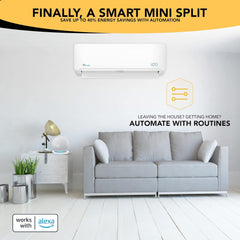 Senville LETO Series Mini Split Air Conditioner Heat Pump, 24000 BTU 208/230V, Inverter, Works with Alexa, SEER2 18, 2 Ton, White