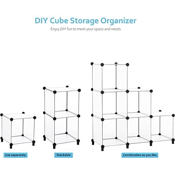 ANWBROAD Cube Storage Organizer 6-Cube Closet Organizers and Storage DIY Modular Plastic Closet Cabinet Book Shelf Cubes Organizer Storage Shelving for Home Bedroom Office Living Room Black ULCS006B 6 Cubes (36.8x12.4x38 Inches) Black