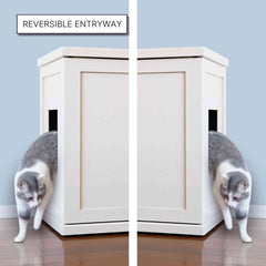 The Refined Feline Wood Cat Litter Box Enclosure Cabinet, Cottage Style