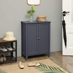 VASAGLE Bathroom Floor Storage Cabinet with Double Door Adjustable Shelf, 23.6 x 11.8 x 31.5 Inches White UBCB60W