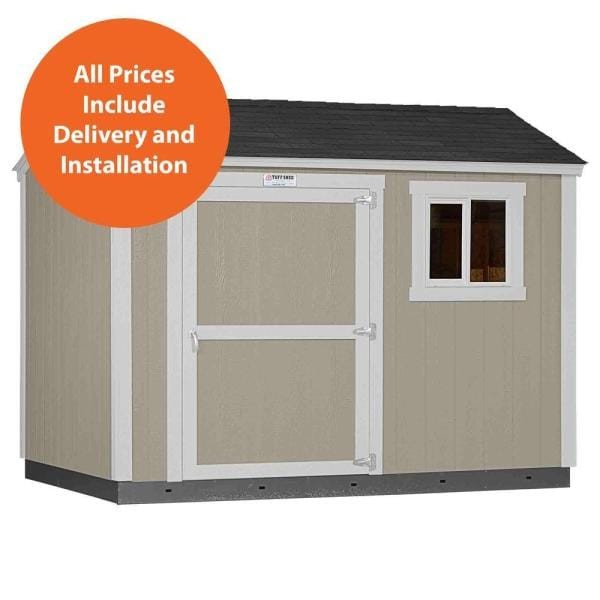 Installed The Tahoe Series Tall Ranch 8 ft. x 10 ft. x 8 ft. 6 in. Painted Wood Storage Building Shed and Sidewall Door