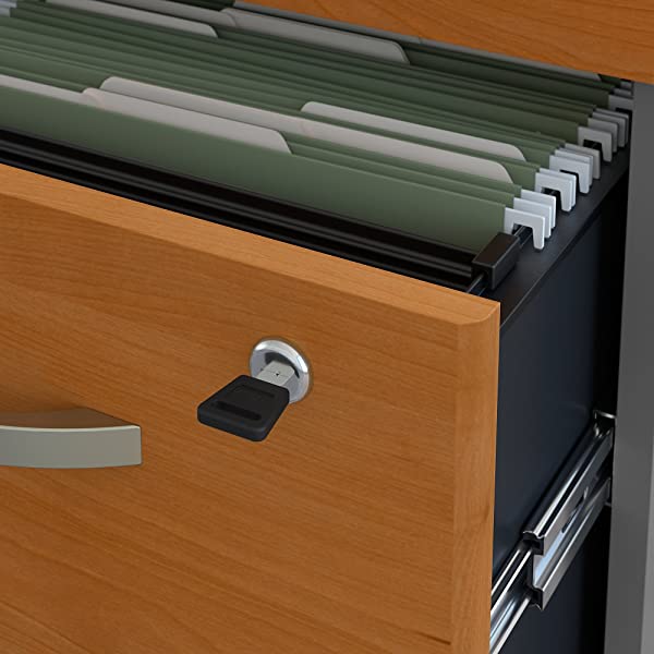 Bush Business Furniture Series C 72W Bow Front L Shaped Desk with 48W Return and Mobile File Cabinet in Hansen Cherry