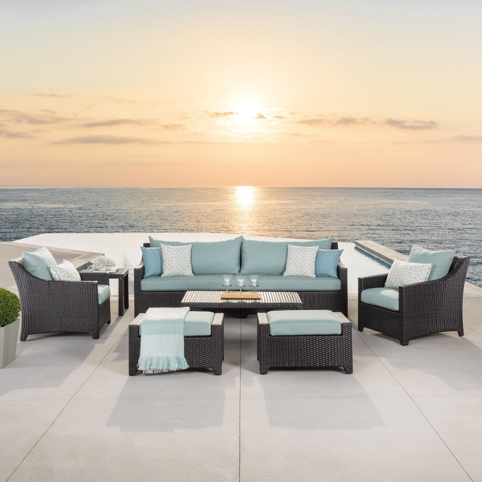 Northridge Wicker/Rattan 7 - Person Seating Group with Cushions