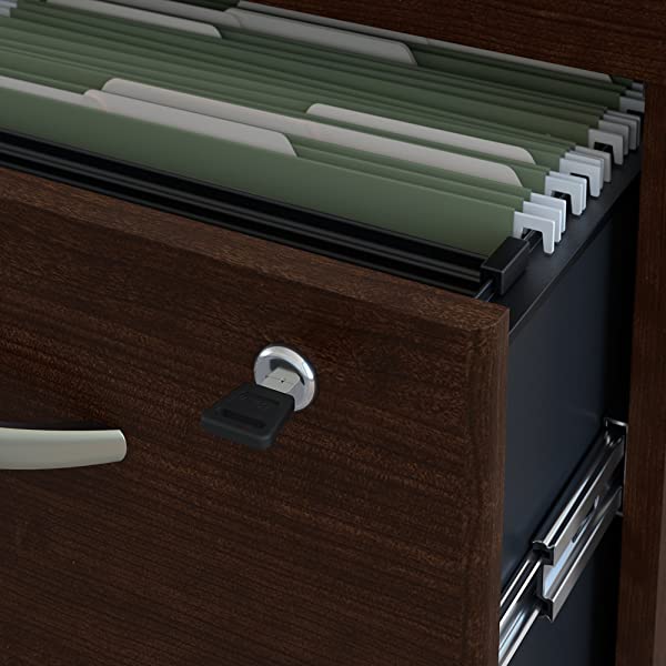 Bush Business Furniture Series C 72W Bow Front L Shaped Desk with 48W Return and Mobile File Cabinet in Hansen Cherry
