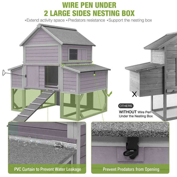 Anyi 59 Square Feet Chicken Coop with Chicken Run''