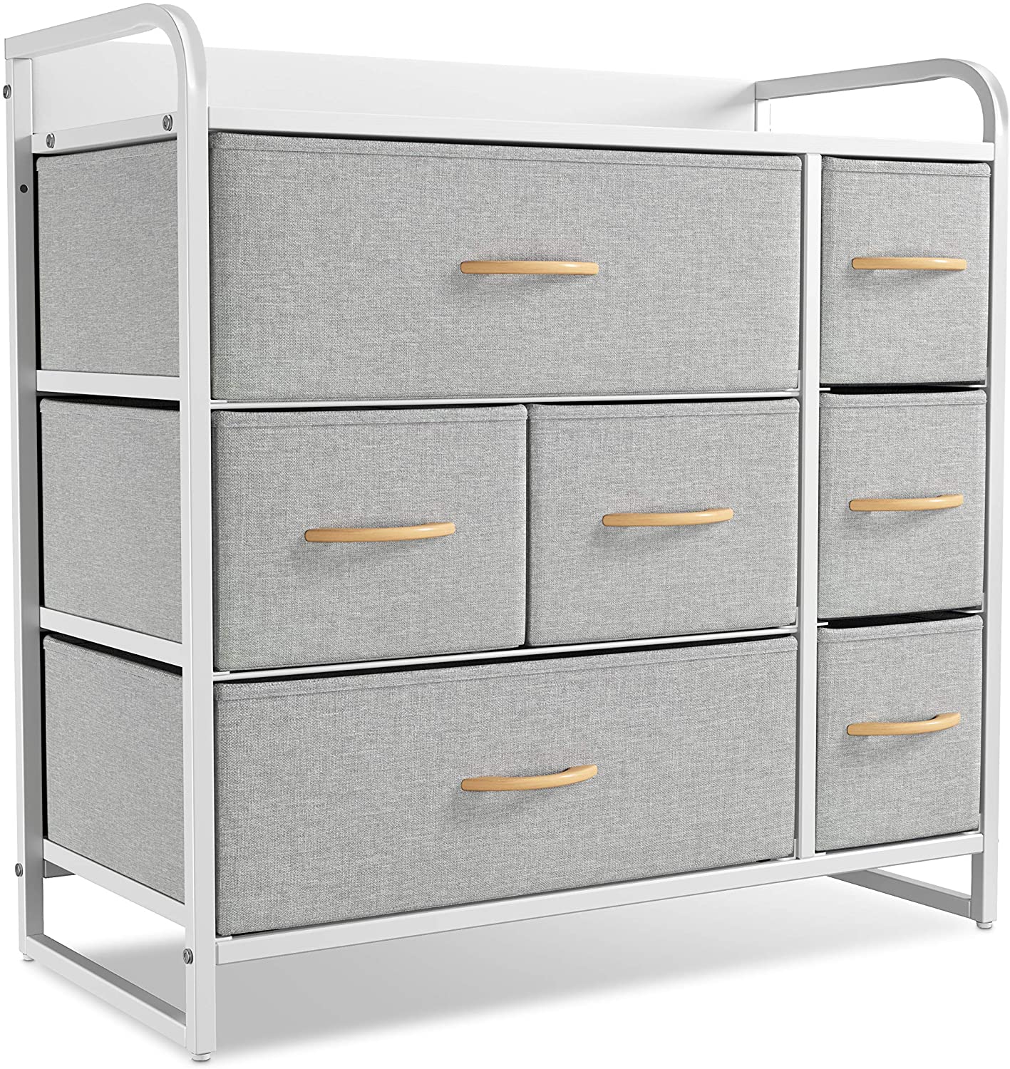CubiCubi Dresser Organizer with 7 Drawer, Furniture Storage Tower Unit for Bedroom Hallway Entryway Closets, Dresser Clothes Storage with Sturdy Steel Frame Wood Top, Chocolate