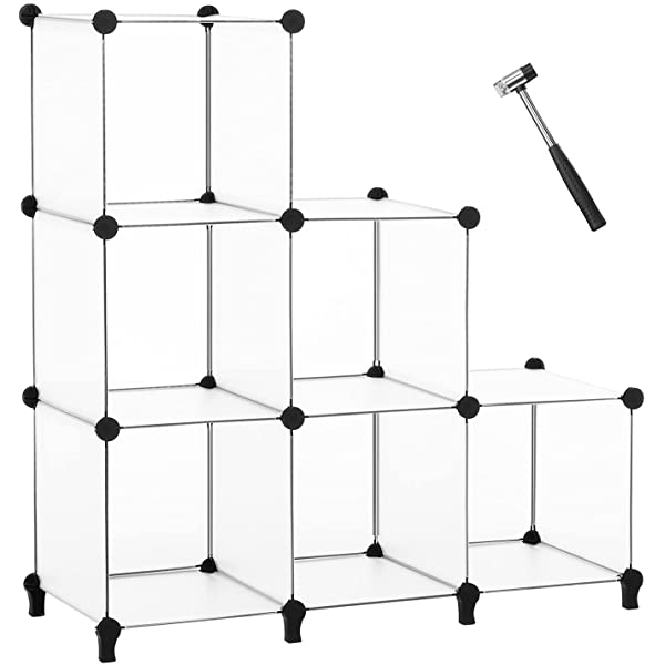ANWBROAD Cube Storage Organizer 6-Cube Closet Organizers and Storage DIY Modular Plastic Closet Cabinet Book Shelf Cubes Organizer Storage Shelving for Home Bedroom Office Living Room Black ULCS006B 6 Cubes (36.8x12.4x38 Inches) Black