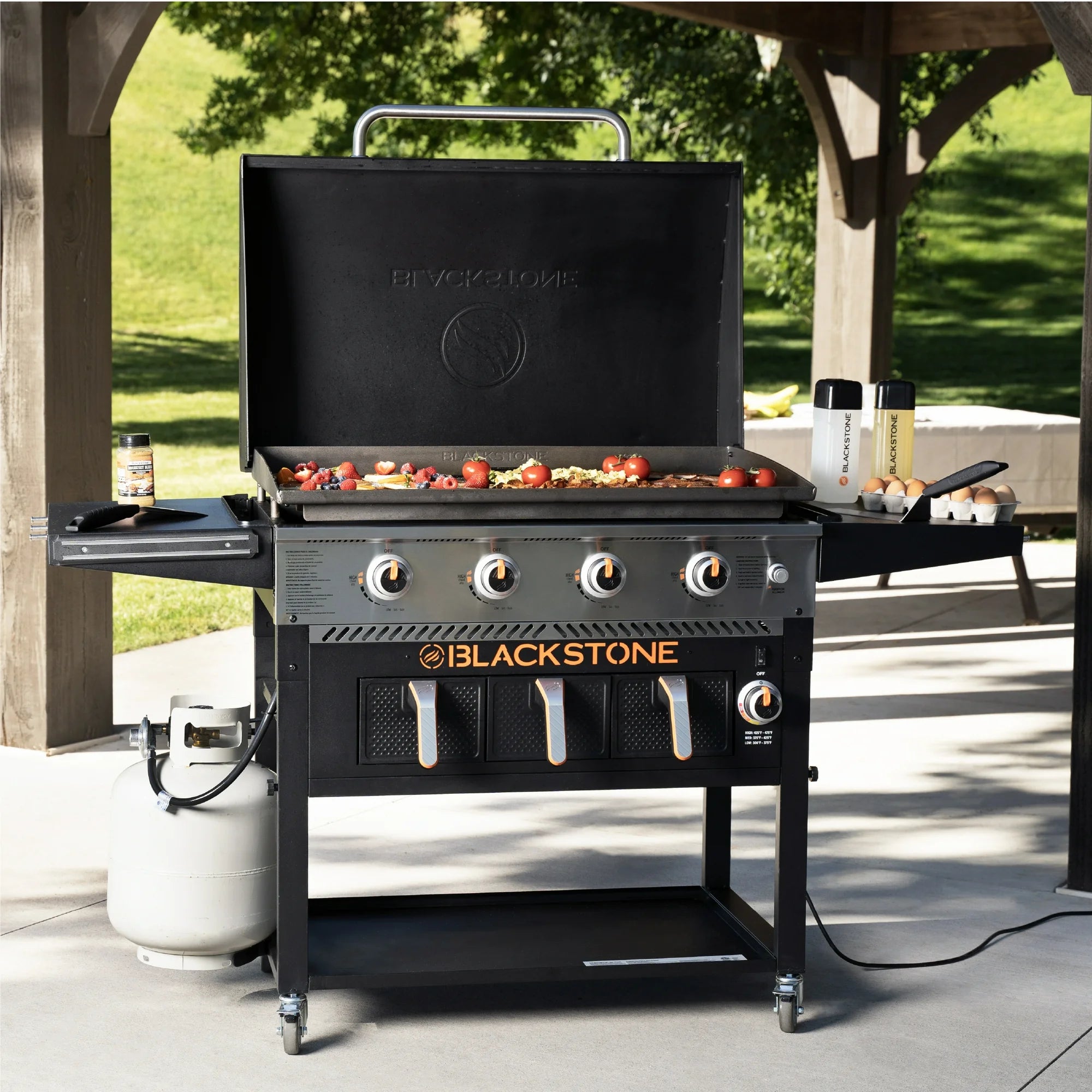 Blackstone 4-Burner 36" Propane Outdoor Griddle with Air Fryer + Hood + FREE Full BBQ Set – All in One Deal!