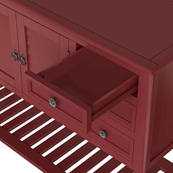 45" Narrow Console Table with 6 Drawers,1 Cabinet & 1 Shelf Accent Entry Table Sofa Table w/Storage for Entryway,Hallway,Living Room,Dining Room,Bedroom,Behind Couch,Foyer Buffet Table Sideboard Red