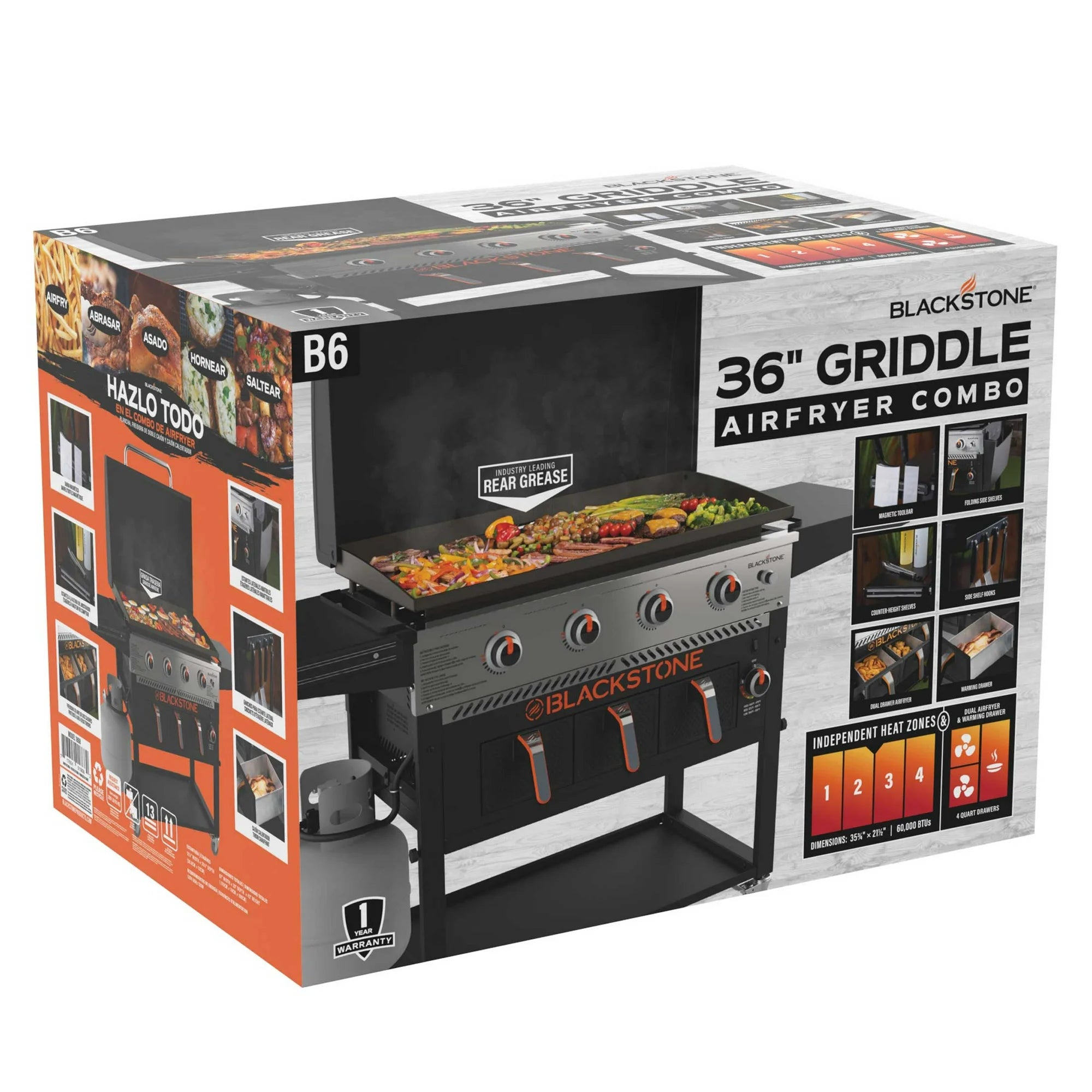 Blackstone 4-Burner 36" Propane Outdoor Griddle with Air Fryer + Hood + FREE Full BBQ Set – All in One Deal!