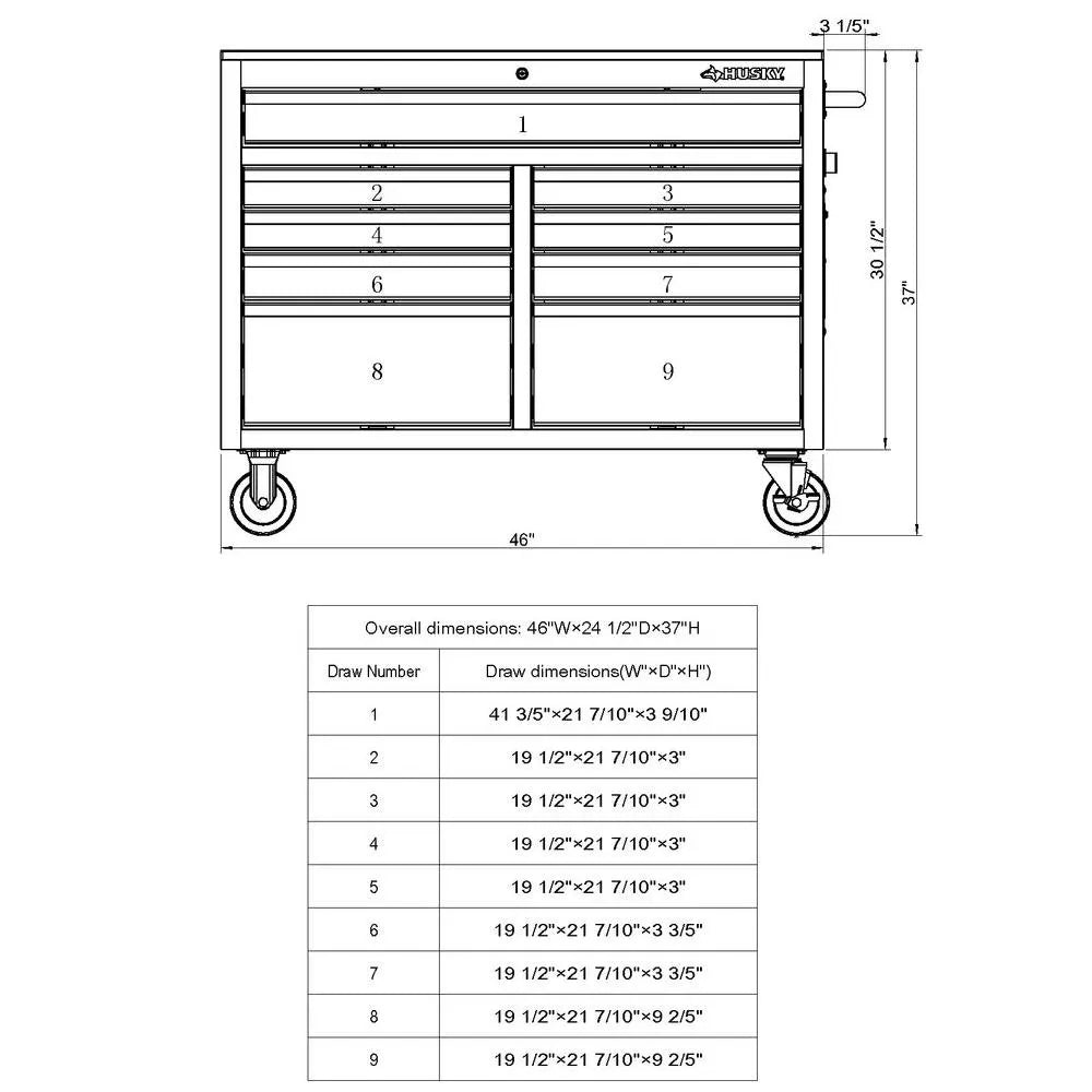 🔥Special Offer Only Today - 46 in. W x 24.5 in. D 9-Drawer Gloss Black Deep Tool Chest Mobile Workbench with Hardwood Top and Power Station