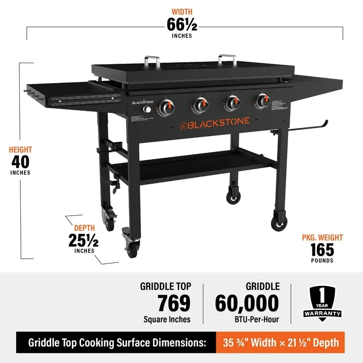 Blackstone 4-Burner 36" Propane Outdoor Griddle with Air Fryer + Hood + FREE Full BBQ Set – All in One Deal!