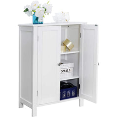 SUPER DEAL Modern Bathroom Floor Storage Cabinet with Adjustable Shelf and Double Door Rust Proof, Living Room Modern Home Furniture Storage Organizer Cabinet