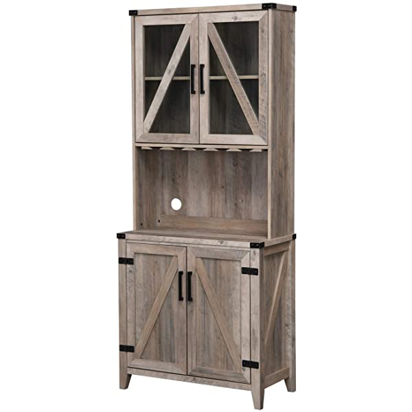 Mahogany Bar Cabinet with Upper Glass Cabinet