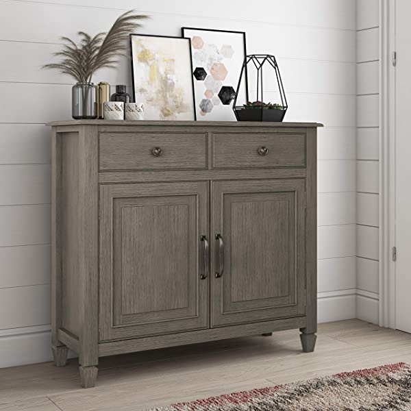 SIMPLIHOME Connaught SOLID WOOD 40 inch Wide Transitional Entryway Storage Cabinet in Dark Chestnut Brown, with 2 Drawers, 2 Doors, Adjustable Shelves