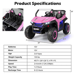 12V 2 Seater Kids Ride On Utv Car Battery Powered Rc Electric Vehicle With Lights Amp Music