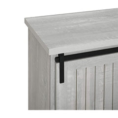 Walker Edison Beaumont Modern Farmhouse Sliding Slat Door Storage Cabinet, 32 Inch, Rustic Oak Rustic Oak Groove Door Cabinet