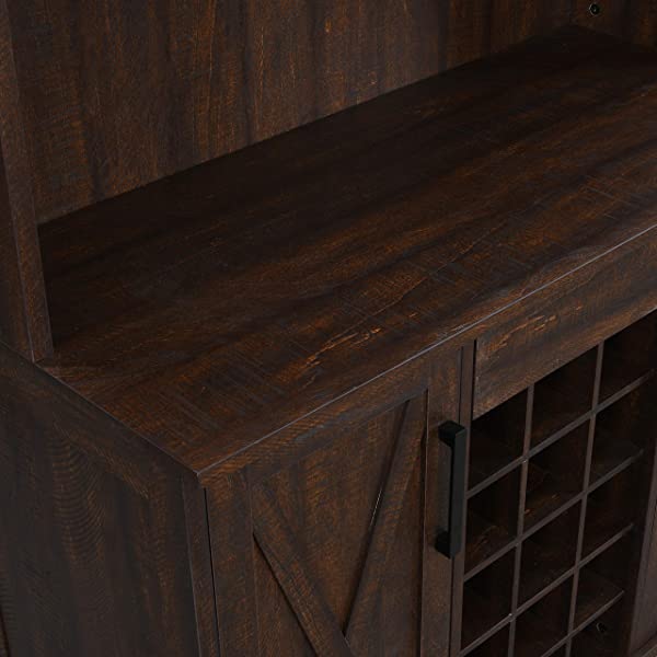 Bar Cabinet with Wine Rack and Glass Doors (Grey wash- Solid)