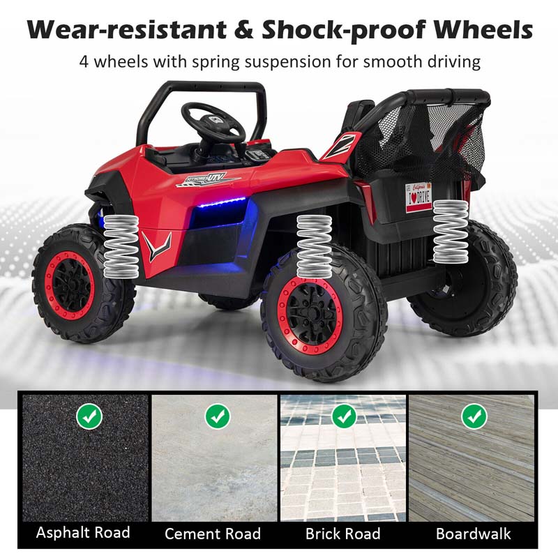 12V 2 Seater Kids Ride On Utv Car Battery Powered Rc Electric Vehicle With Lights Amp Music