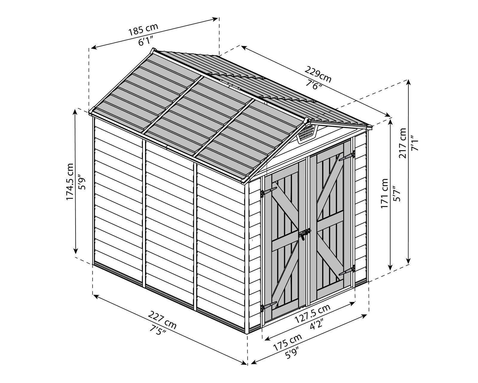 SkyLight 6 ft. W x 7.5 ft. D Polycarbonate Storage Shed