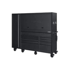 80" Wide 10 Drawer Deep Combo Tool Chest and Roller Cabinet Set, Matte Black (Set of 3)