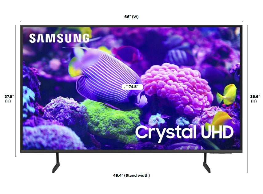 Solid Wood Paderna Media Console（mobile TV stand） +Samsung 75” Class DU7200 Series 4K Smart Tizen TV