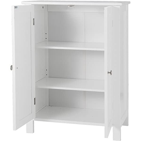 SUPER DEAL Modern Bathroom Floor Storage Cabinet with Adjustable Shelf and Double Door Rust Proof, Living Room Modern Home Furniture Storage Organizer Cabinet
