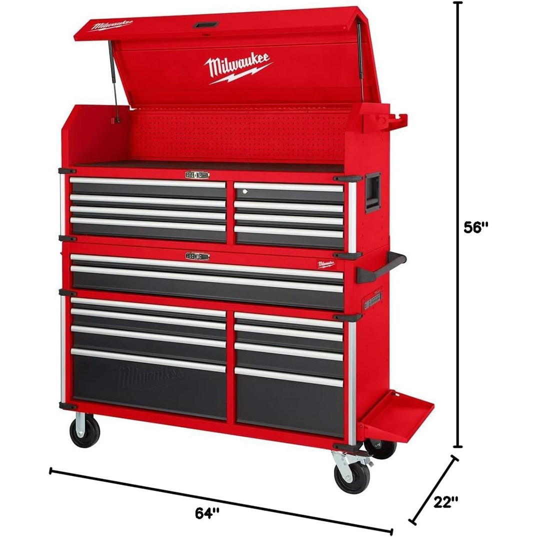 Milwaukee 56" Premium 18-Drawer Tool Box Chest and Cabinet Combo with Electronic Keypad Lock