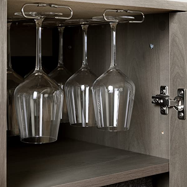South Shore Bar Cabinet with Bottle and Glass Storage, Black Oak Black Oak Bar Cabinet