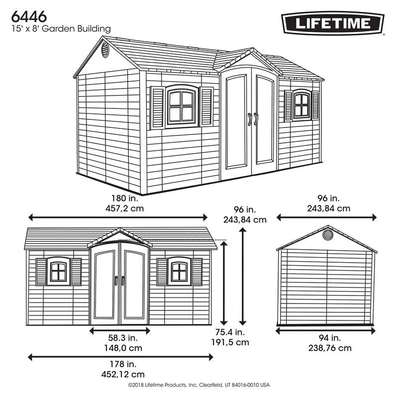 15 ft. x 8 ft. Double Door Storage Shed