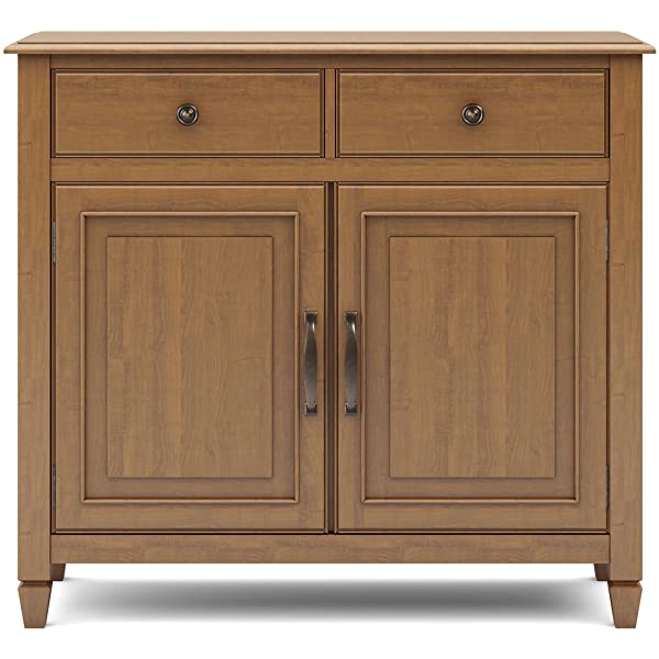 SIMPLIHOME Connaught SOLID WOOD 40 inch Wide Transitional Entryway Storage Cabinet in Dark Chestnut Brown, with 2 Drawers, 2 Doors, Adjustable Shelves