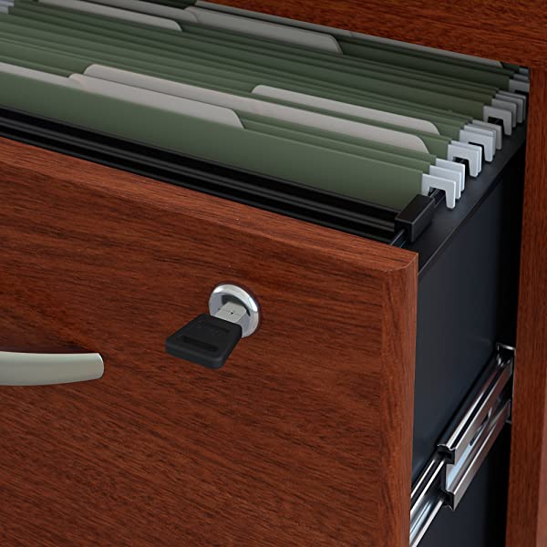 Bush Business Furniture Series C 72W Bow Front L Shaped Desk with 48W Return and Mobile File Cabinet in Hansen Cherry