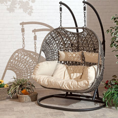2025 Patio Wicker Swing Chair With Stand Rain Cover Included