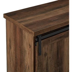 Walker Edison Beaumont Modern Farmhouse Sliding Slat Door Storage Cabinet, 32 Inch, White Oak White Oak Groove Door Cabinet