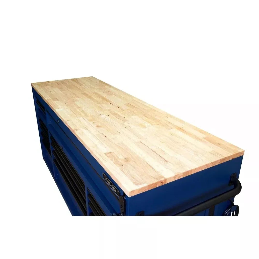 72 IN. 18-DRAWER MOBILE WORKBENCH WITH ADJUSTABLE-HEIGHT SOLID WOOD TOP IN MATTE