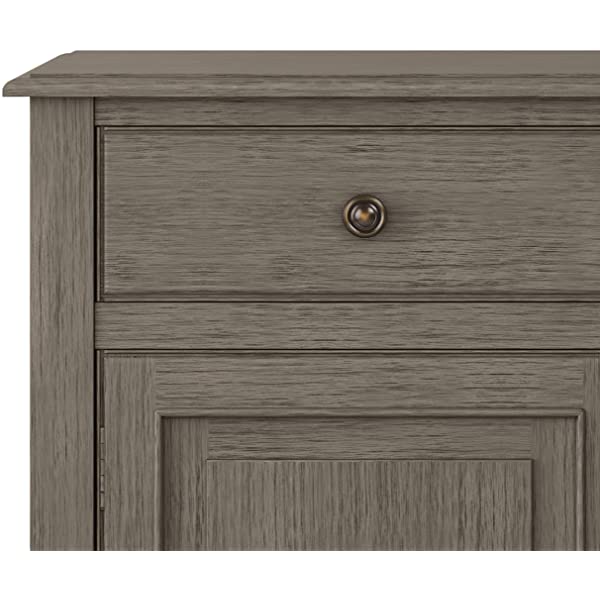 SIMPLIHOME Connaught SOLID WOOD 40 inch Wide Transitional Entryway Storage Cabinet in Dark Chestnut Brown, with 2 Drawers, 2 Doors, Adjustable Shelves