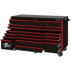Extreme Tools RX723019RCBKRD-250 Professional 19 Drawer Black Triple Bank Roller Cabinet, 72" W