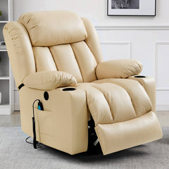 💥Clearance Sale🔥 Mcombo Electric lift Recliner sofa with massage and heating functions, 3 positions, 2 side pockets and cup holders, USB ports!