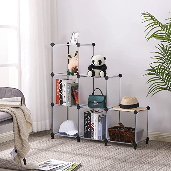 ANWBROAD Cube Storage Organizer 6-Cube Closet Organizers and Storage DIY Modular Plastic Closet Cabinet Book Shelf Cubes Organizer Storage Shelving for Home Bedroom Office Living Room Black ULCS006B 6 Cubes (36.8x12.4x38 Inches) Black