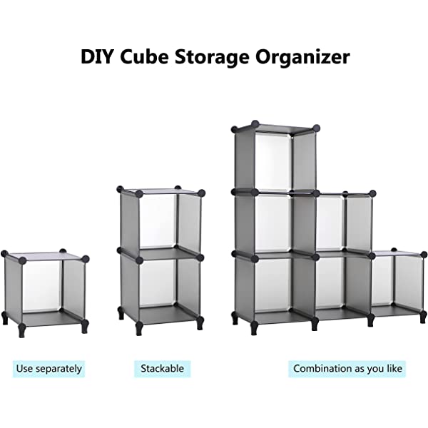 ANWBROAD Cube Storage Organizer 6-Cube Closet Organizers and Storage DIY Modular Plastic Closet Cabinet Book Shelf Cubes Organizer Storage Shelving for Home Bedroom Office Living Room Black ULCS006B 6 Cubes (36.8x12.4x38 Inches) Black