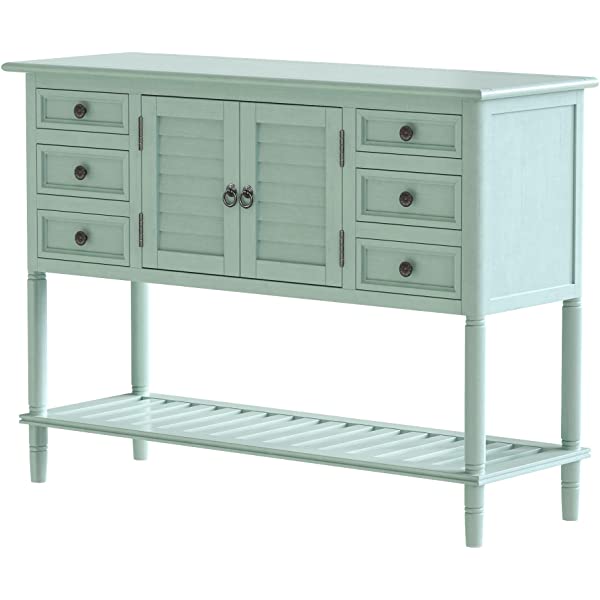 45" Narrow Console Table with 6 Drawers,1 Cabinet & 1 Shelf Accent Entry Table Sofa Table w/Storage for Entryway,Hallway,Living Room,Dining Room,Bedroom,Behind Couch,Foyer Buffet Table Sideboard Red