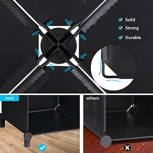 ANWBROAD Cube Storage Organizer 6-Cube Closet Organizers and Storage DIY Modular Plastic Closet Cabinet Book Shelf Cubes Organizer Storage Shelving for Home Bedroom Office Living Room Black ULCS006B 6 Cubes (36.8x12.4x38 Inches) Black