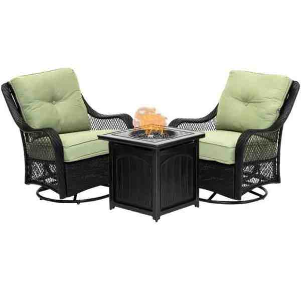 5-Piece Steel Patio Fire pit Conversation Set with Sahara Sand Cushions and 26 in. Square Fire pit Side Table
