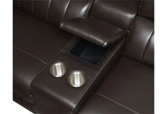 4-SEAT POWER RECLINING LEATHER SECTIONAL SOFA WITH OUTLETS AND USB PORTS