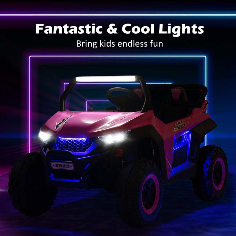12V 2 Seater Kids Ride On Utv Car Battery Powered Rc Electric Vehicle With Lights Amp Music
