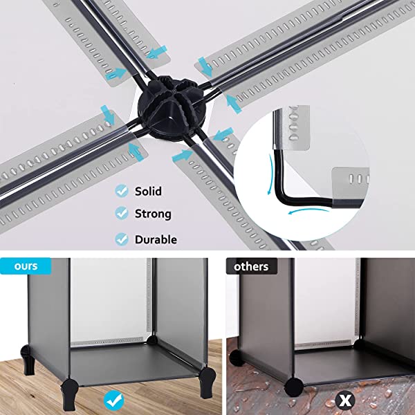 ANWBROAD Cube Storage Organizer 6-Cube Closet Organizers and Storage DIY Modular Plastic Closet Cabinet Book Shelf Cubes Organizer Storage Shelving for Home Bedroom Office Living Room Black ULCS006B 6 Cubes (36.8x12.4x38 Inches) Black