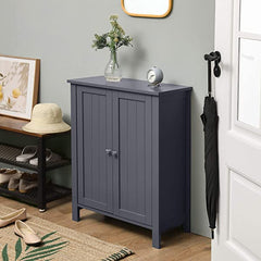 VASAGLE Bathroom Floor Storage Cabinet with Double Door Adjustable Shelf, 23.6 x 11.8 x 31.5 Inches White UBCB60W