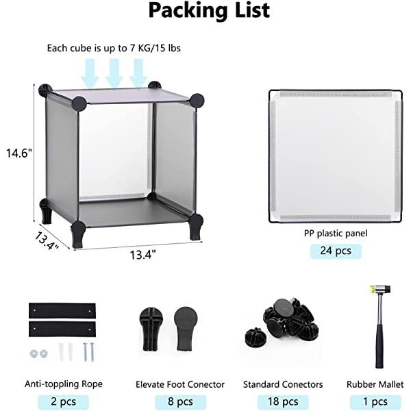 ANWBROAD Cube Storage Organizer 6-Cube Closet Organizers and Storage DIY Modular Plastic Closet Cabinet Book Shelf Cubes Organizer Storage Shelving for Home Bedroom Office Living Room Black ULCS006B 6 Cubes (36.8x12.4x38 Inches) Black
